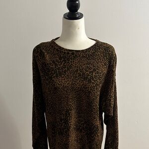 Animal Print Pullover Sweater in Brown and Black
